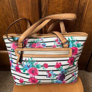 Giani Bernini White w/Flower Print Double Handle Shoulder Bag